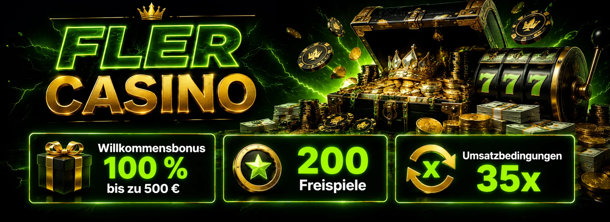Willkommensbonus im Fler Casino: 100 Prozent bis 500 Euro und 200 Freispiele auf die erste Einzahlung